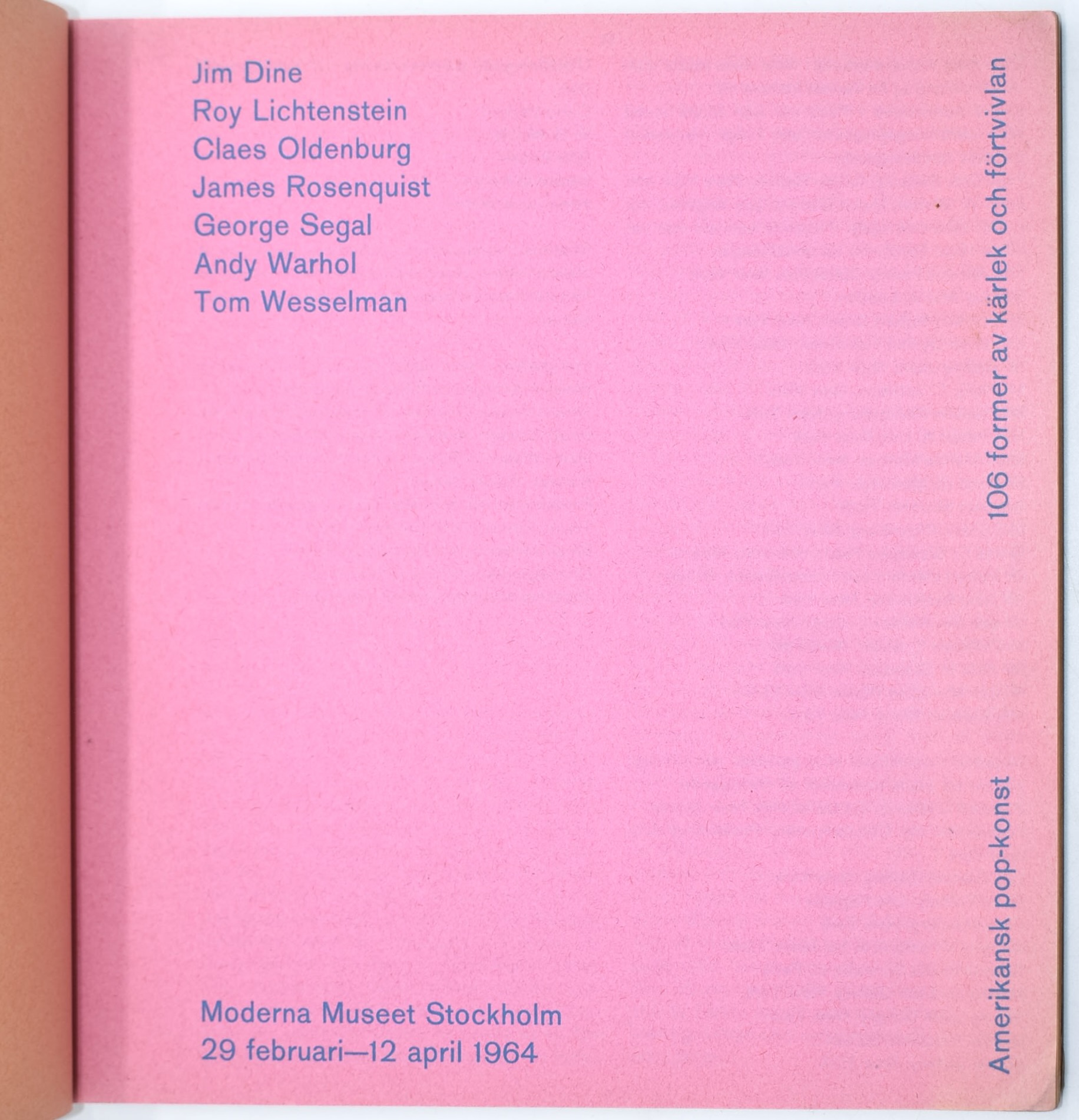 Catalogo della mostra al Moderna Museet, Pop Art americana, 1964
