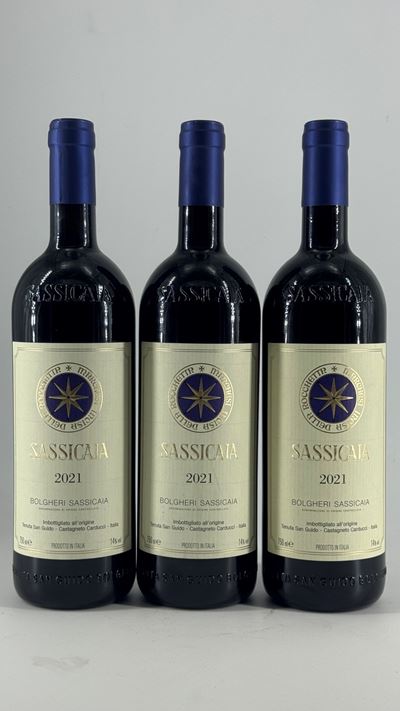 Vino “Sassicaia” 2021, 3 bottiglie