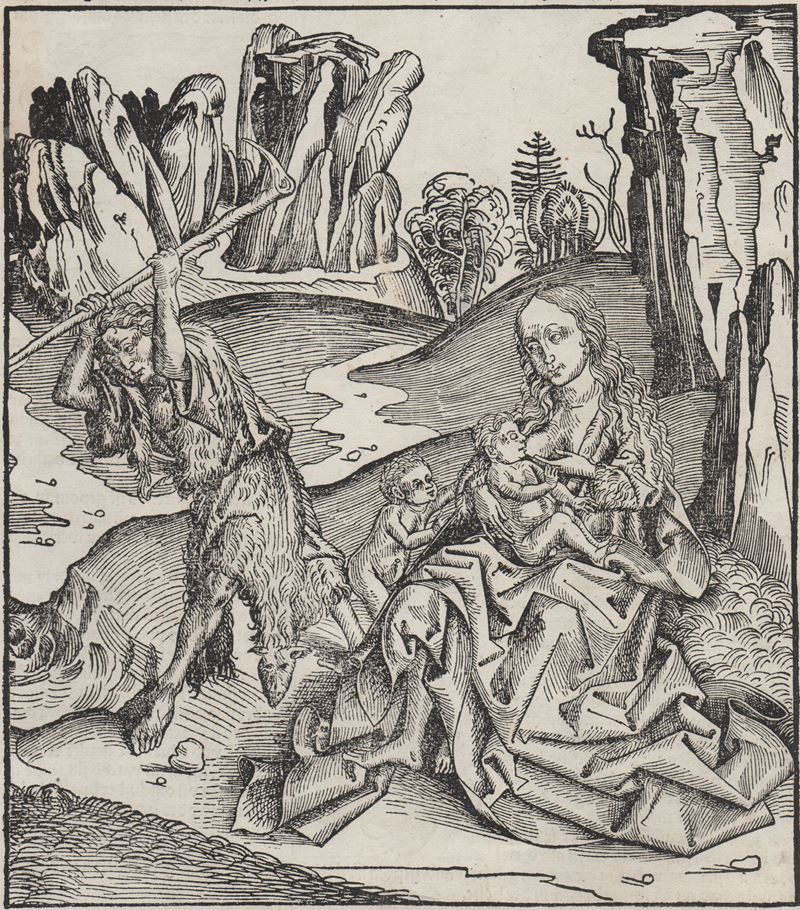 Michael Wolgemut - Adamo ed Eva con i figli (Eva che allatta), da Liber chronicarum