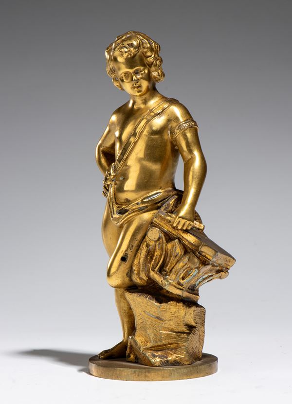 Gilded bronze statue of a cherub