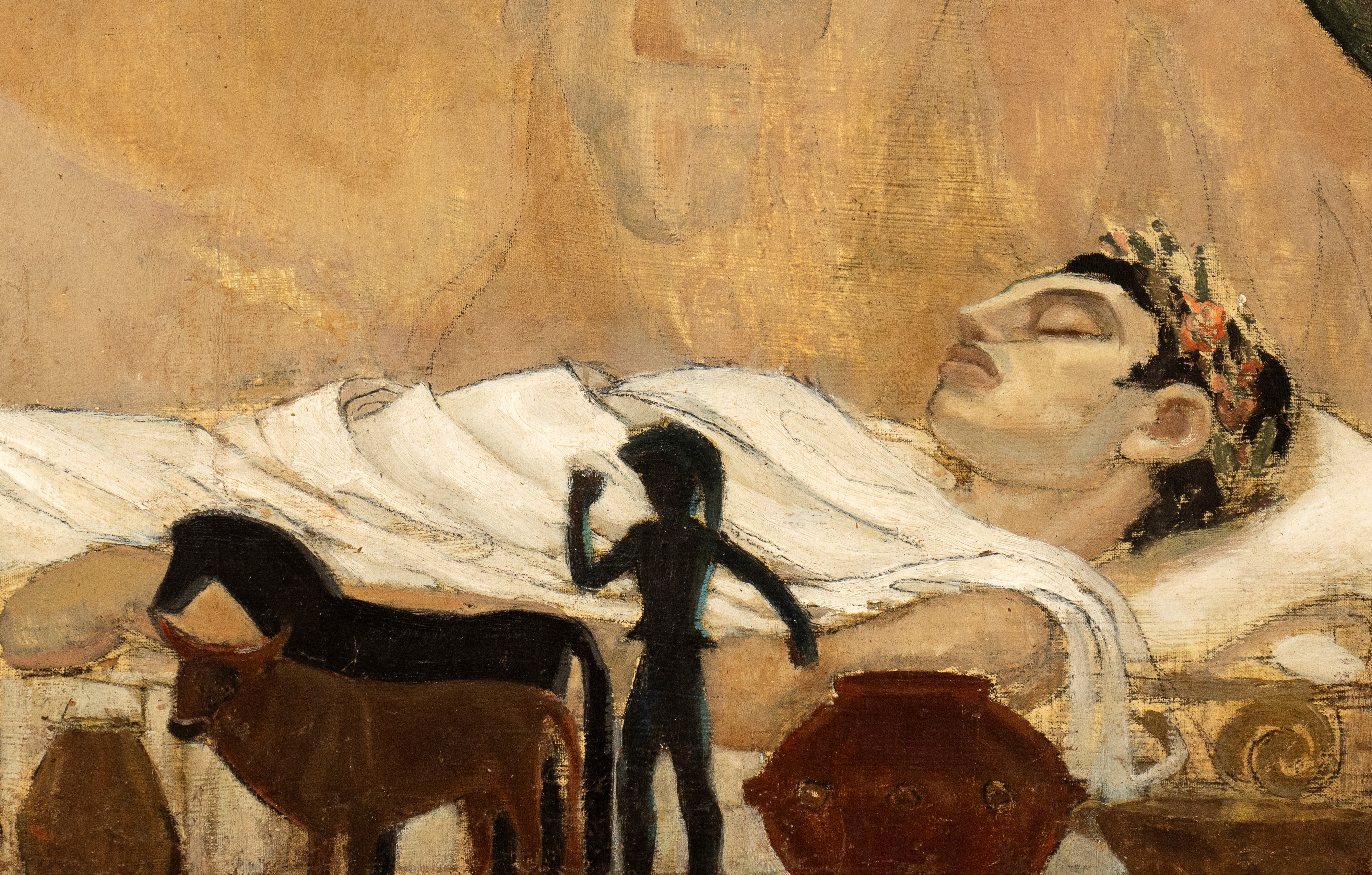 Alfeo Fallina (?), Veglia funebre di Patroclo, olio su tela