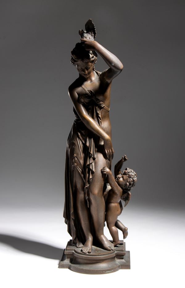 JEAN BULIO - Bronze Sculpture Venus and Cupid (Innocence and Love)