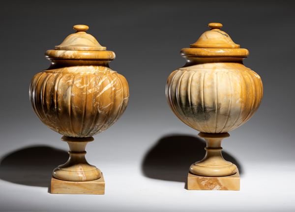 Pair of vases with lids