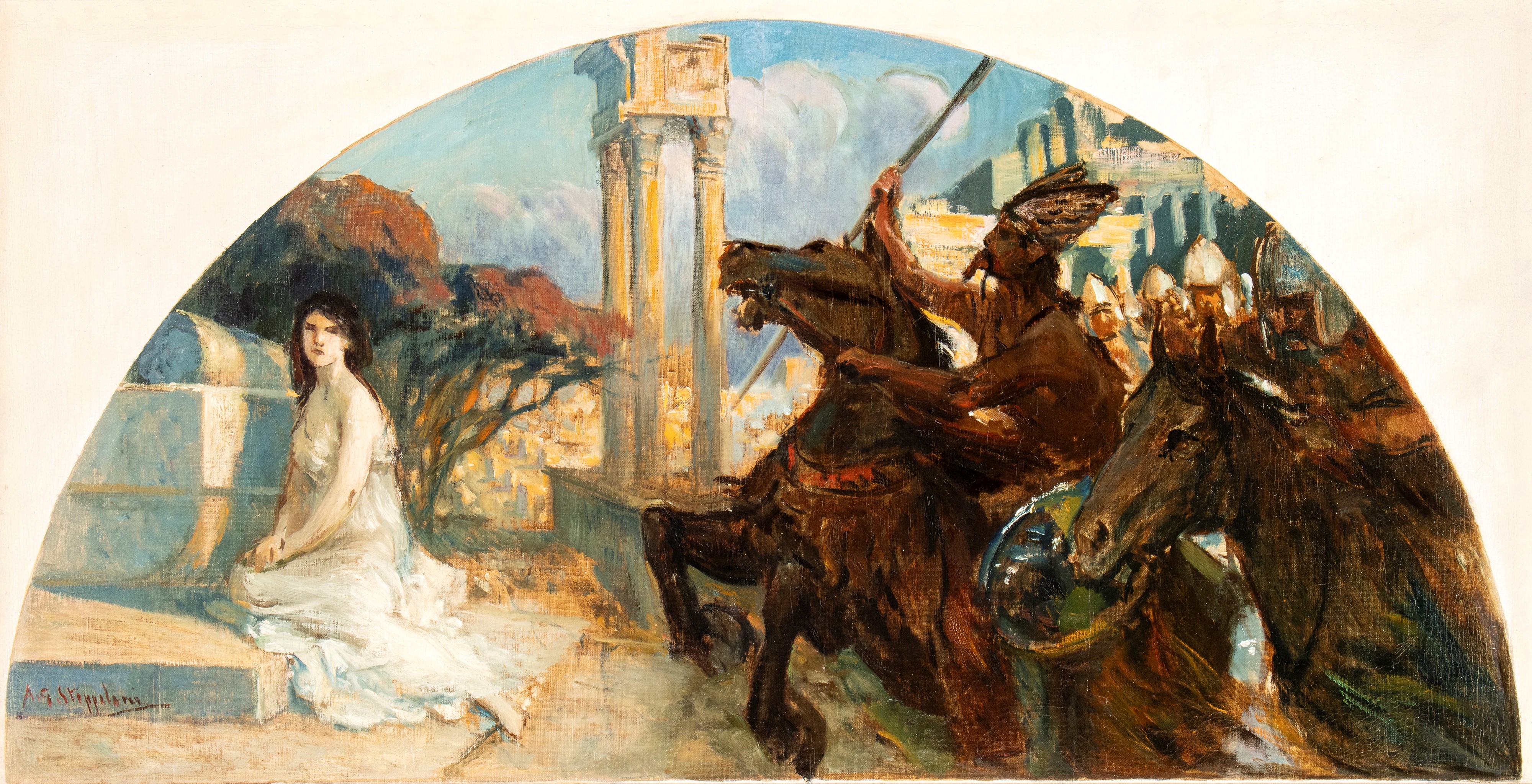 Augusto Guglielmo Stoppoloni - I barbari, olio su tela