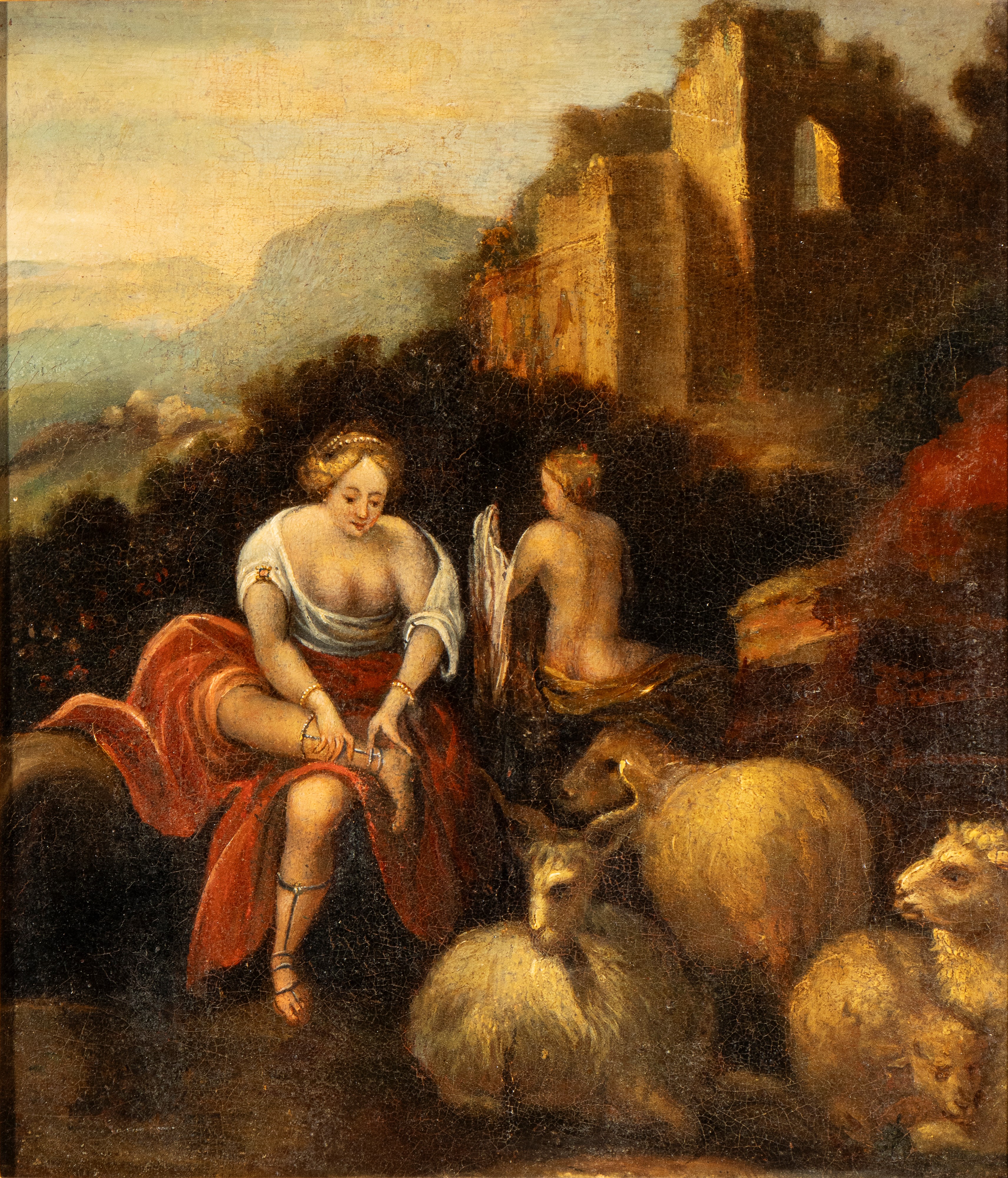 Scena pastorale, olio su tela (XIX secolo)