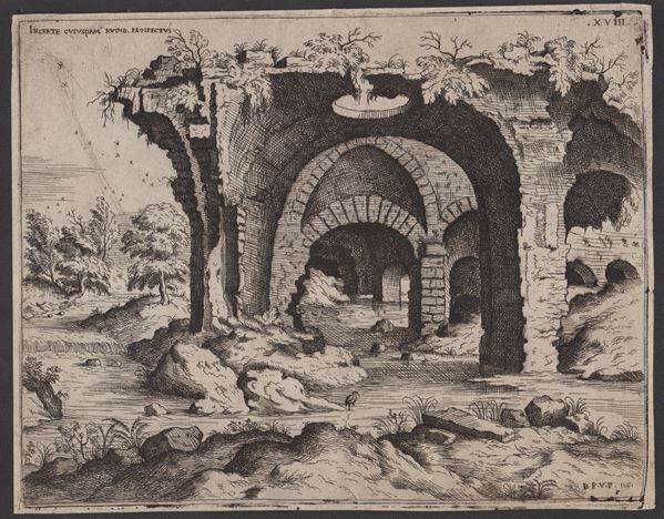 Giovanni Battista Pittoni (detto Il Vicentino) - Incerte Cuiusdam Ruine Prospectus, da Hieronymus Cock