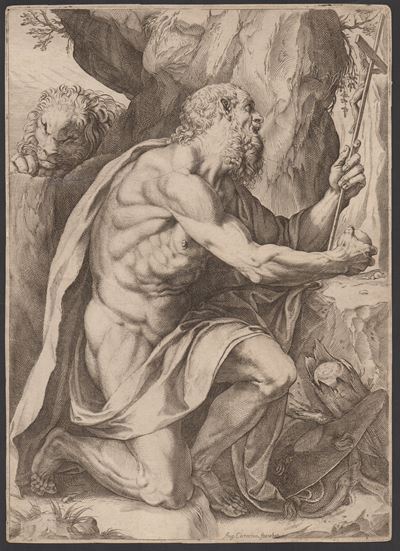 Agostino Carracci, San Girolamo, bulino