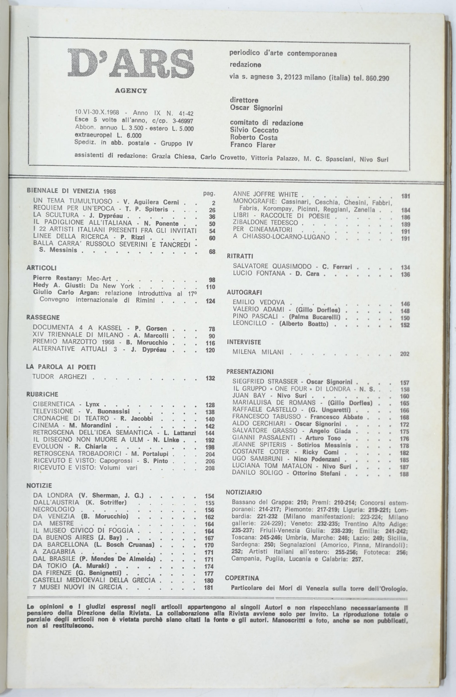 D'Ars, D'Ars (10 volumi) — periodico d’arte contemporanea