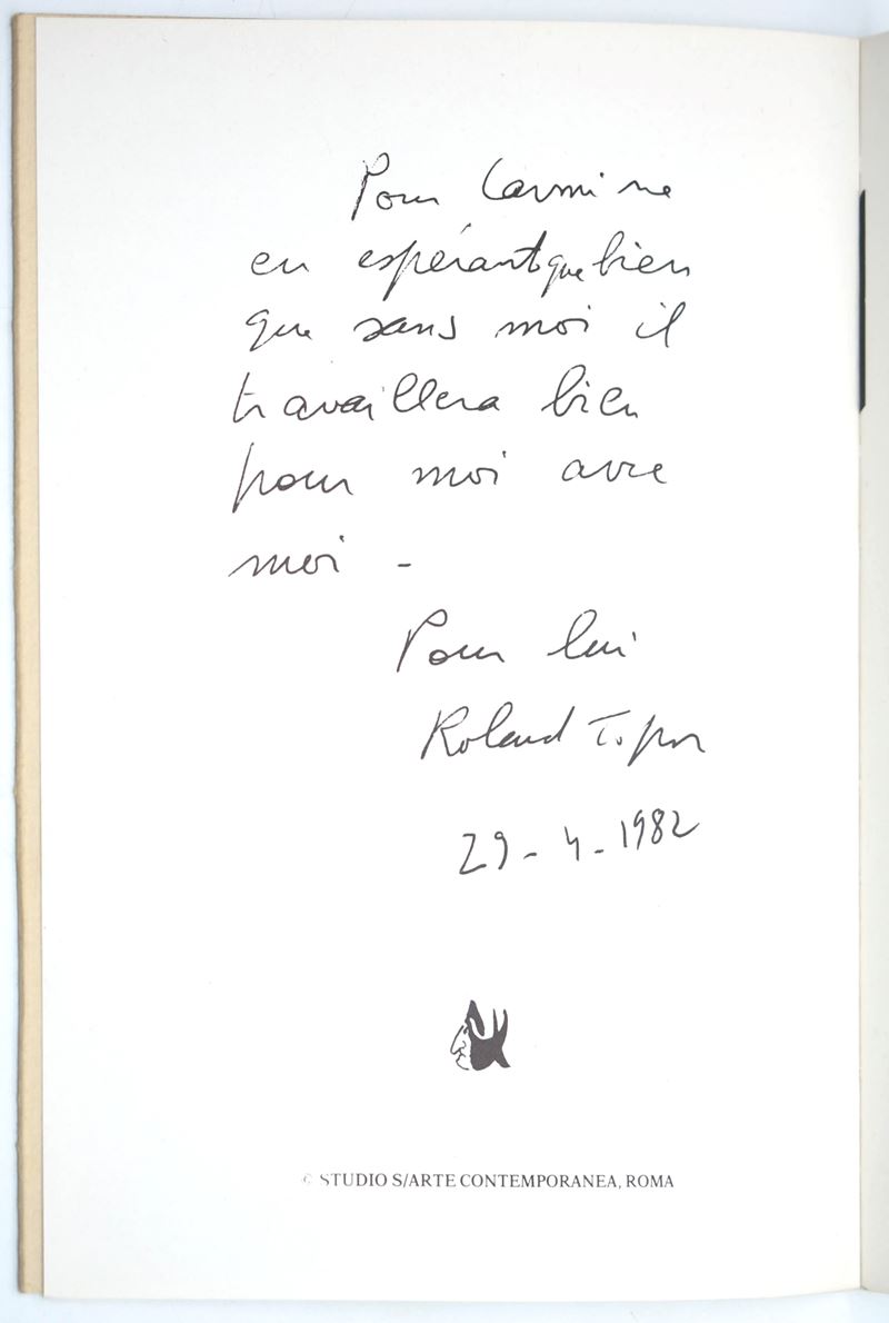 Topor, Roland: Sans Moi, 1982 — dedica autografa