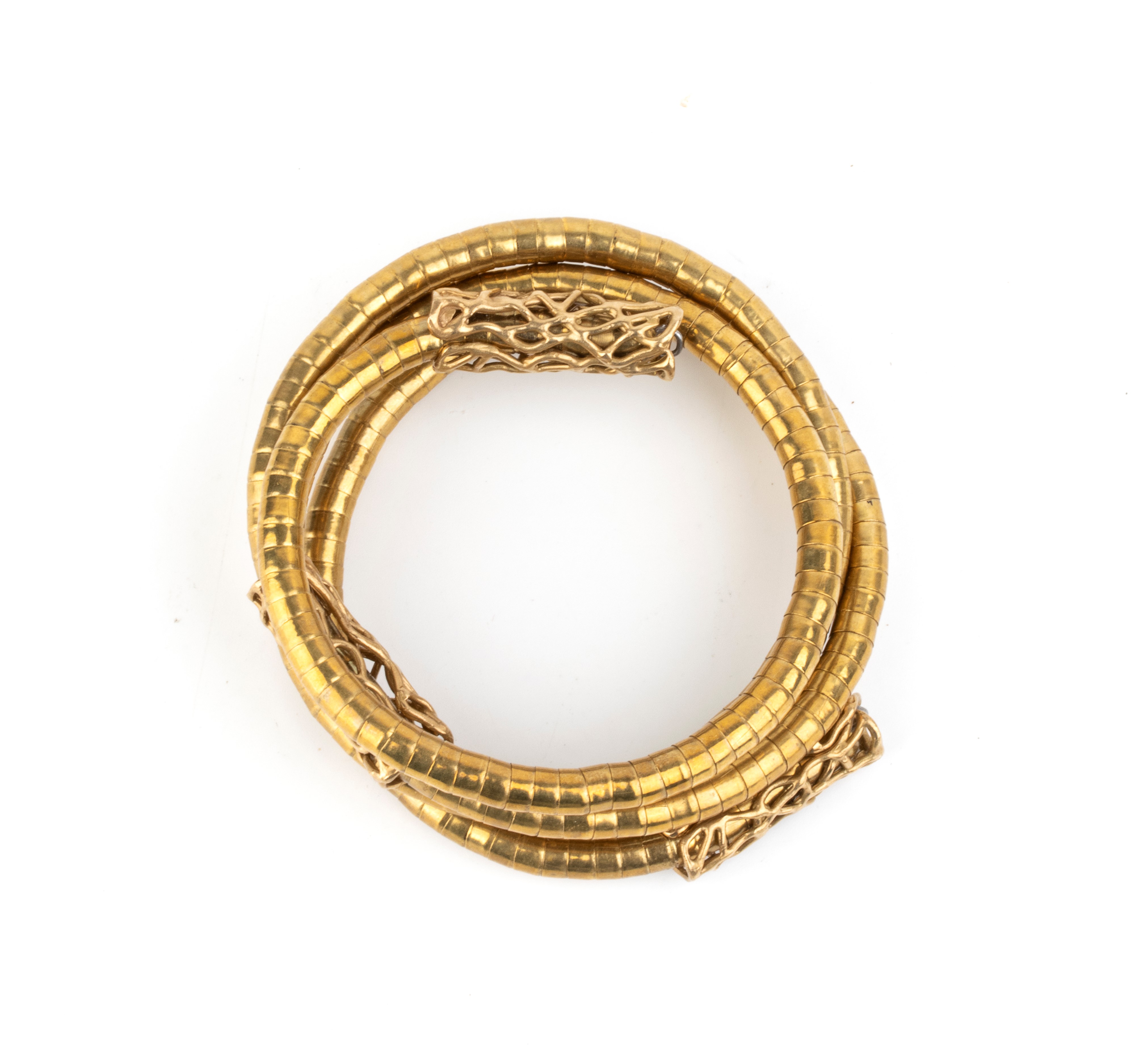 Isabella Astengo - Bracciale dorato a motivo serpente con decorazione a rete