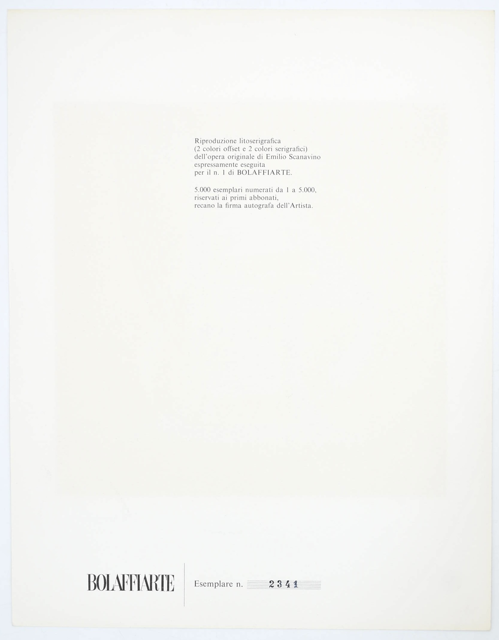 Emilio Scanavino, Litoserigrafia a colori eseguita per Bolaffiarte (n. 2341)