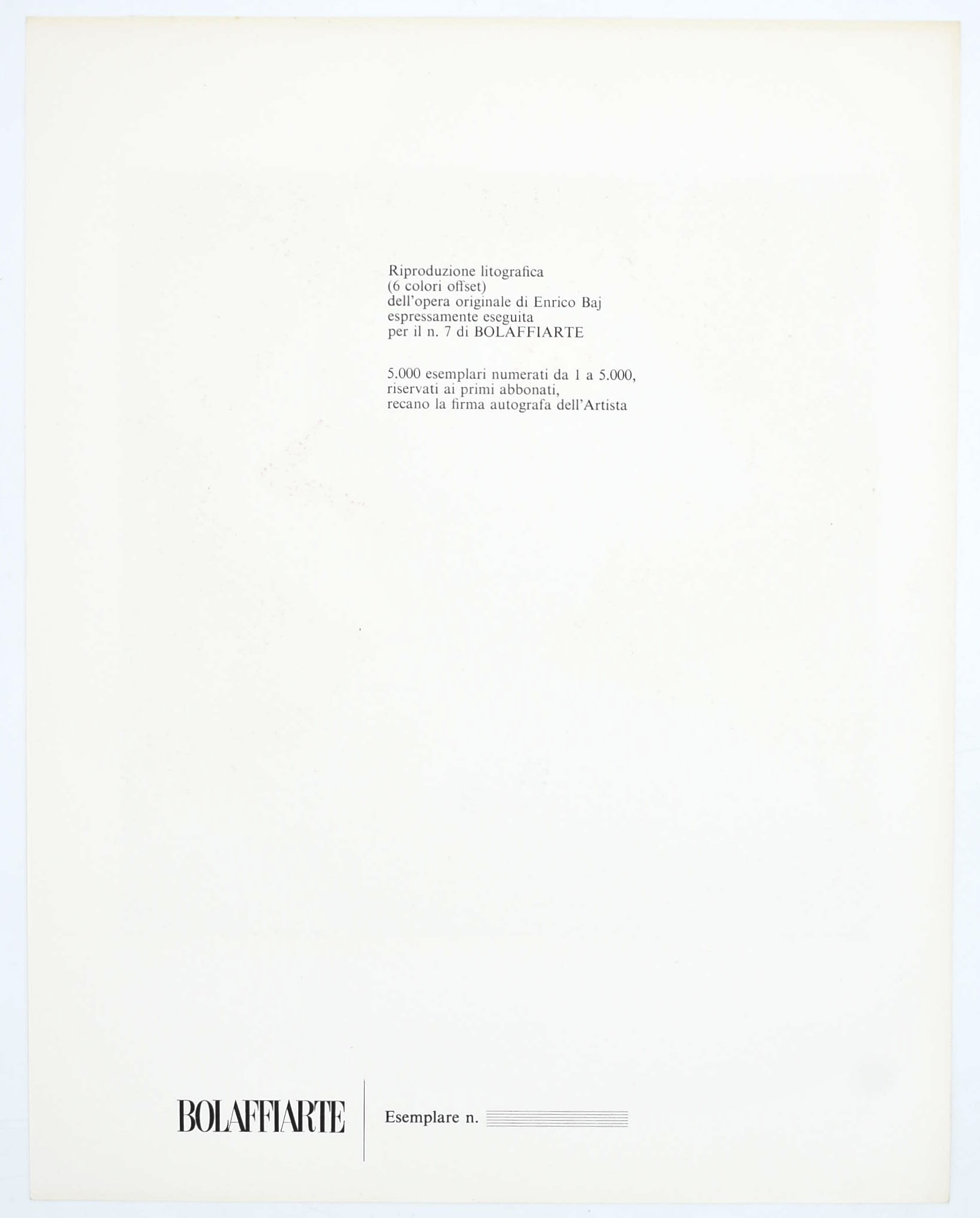 Enrico Baj, Senza titolo, litografia (per Bolaffiarte), esemplare n. 1982