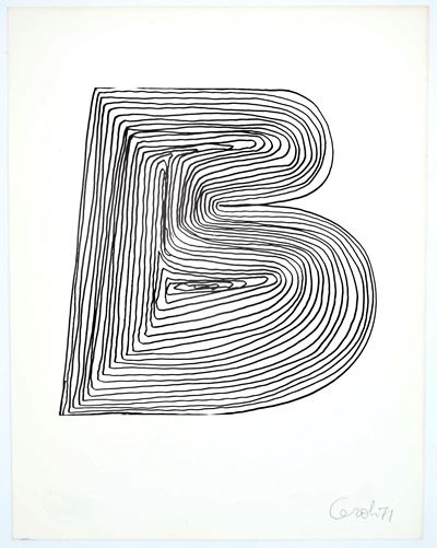 Ceroli, Mario, La lettera “B” per la serie “L’Alfabeto” di Bolaffiarte, fotolitografia