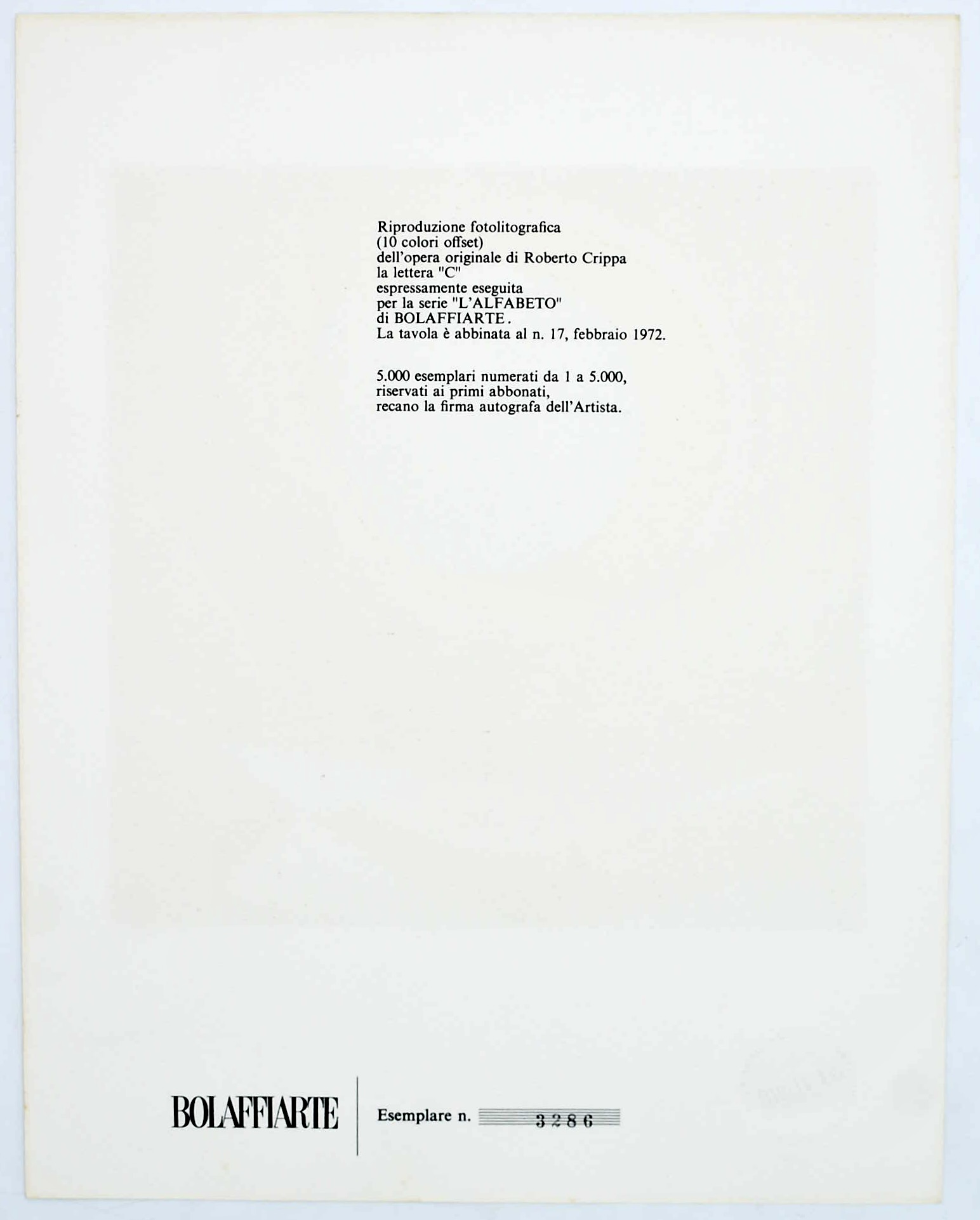 Roberto Crippa, la lettera “C”, fotolitografia per la serie “L’Alfabeto” di Bolaffiarte