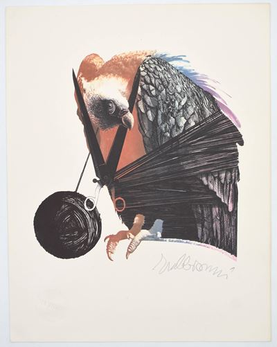 Valeriano Trubbiani, la lettera “V” (serie “L’Alfabeto” di Bolaffiarte), fotolitografia
