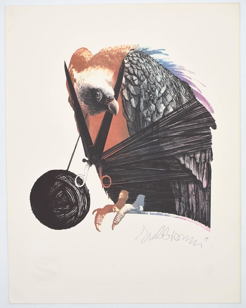 Valeriano Trubbiani, la lettera “V” (serie “L’Alfabeto” di Bolaffiarte), fotolitografia