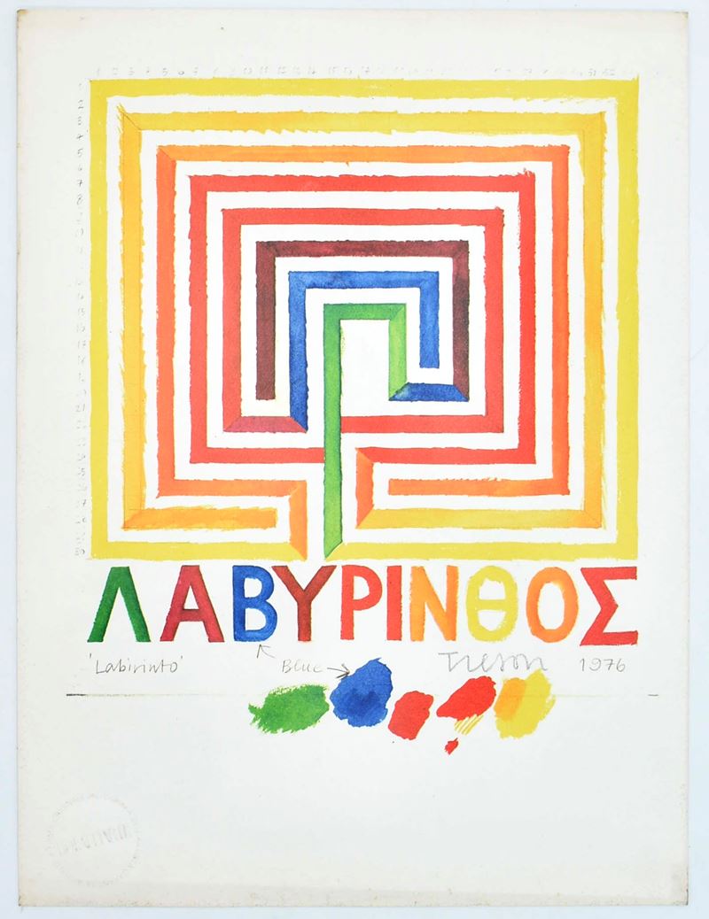 Joe Tilson, Azzurro (fotolitografia per la serie “I Colori dell’Arcobaleno” di Bolaffiarte)