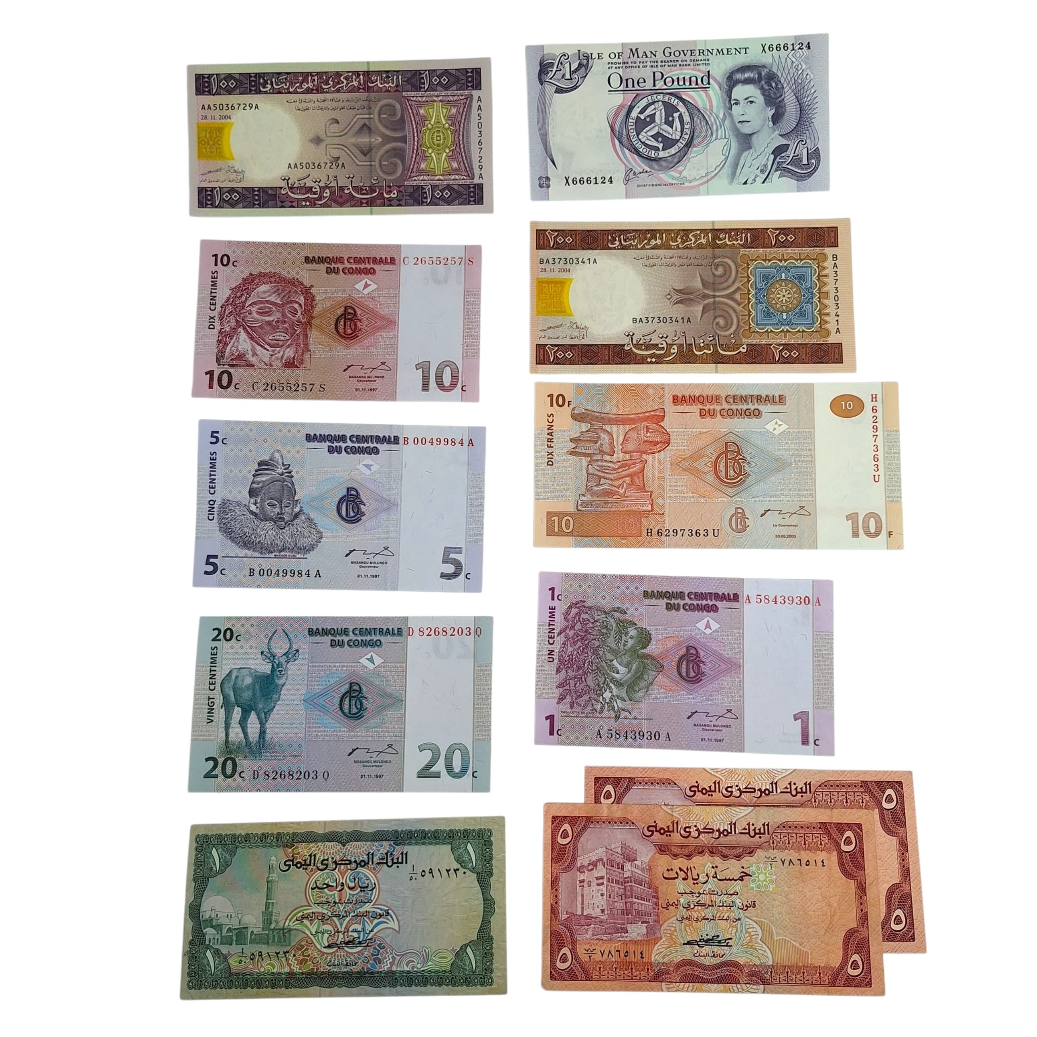 Estere. Zambia - Marocco-yemen-mali-macao-congo-man-mauritania. Lotto di 30 Banconote di Varie Na...