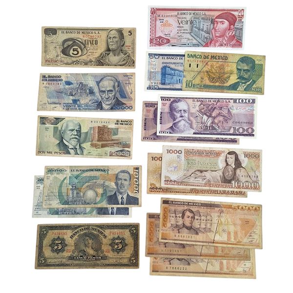 ESTERE. MESSICO. Lotto di 16 banconote. Conservazioni varie.
