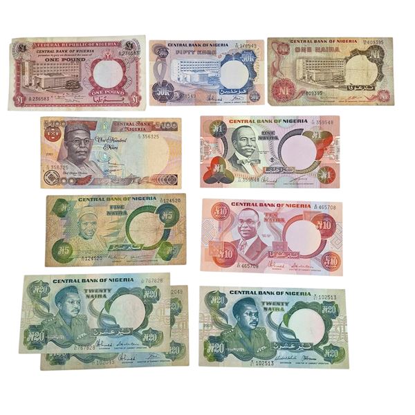 ESTERE. NIGERIA. Lotto di 10 banconote. Conservazioni varie.