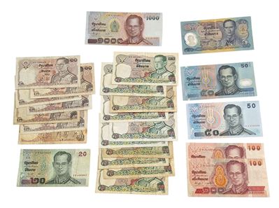 Estere. Thailandia. Lotto di 24 Banconote. Conservazioni Varie.