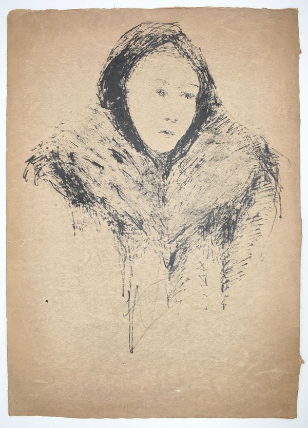 Mario Giansone. Ritratto femminile  - Asta LIBRI D'ARTE E D'ARTISTA DALLA BIBLIOTECA DI MARIO PADOVAN - Bertolami Fine Art - Casa d'Aste