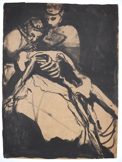 Mario Giansone, Composizione con figure (tecnica mista su carta)