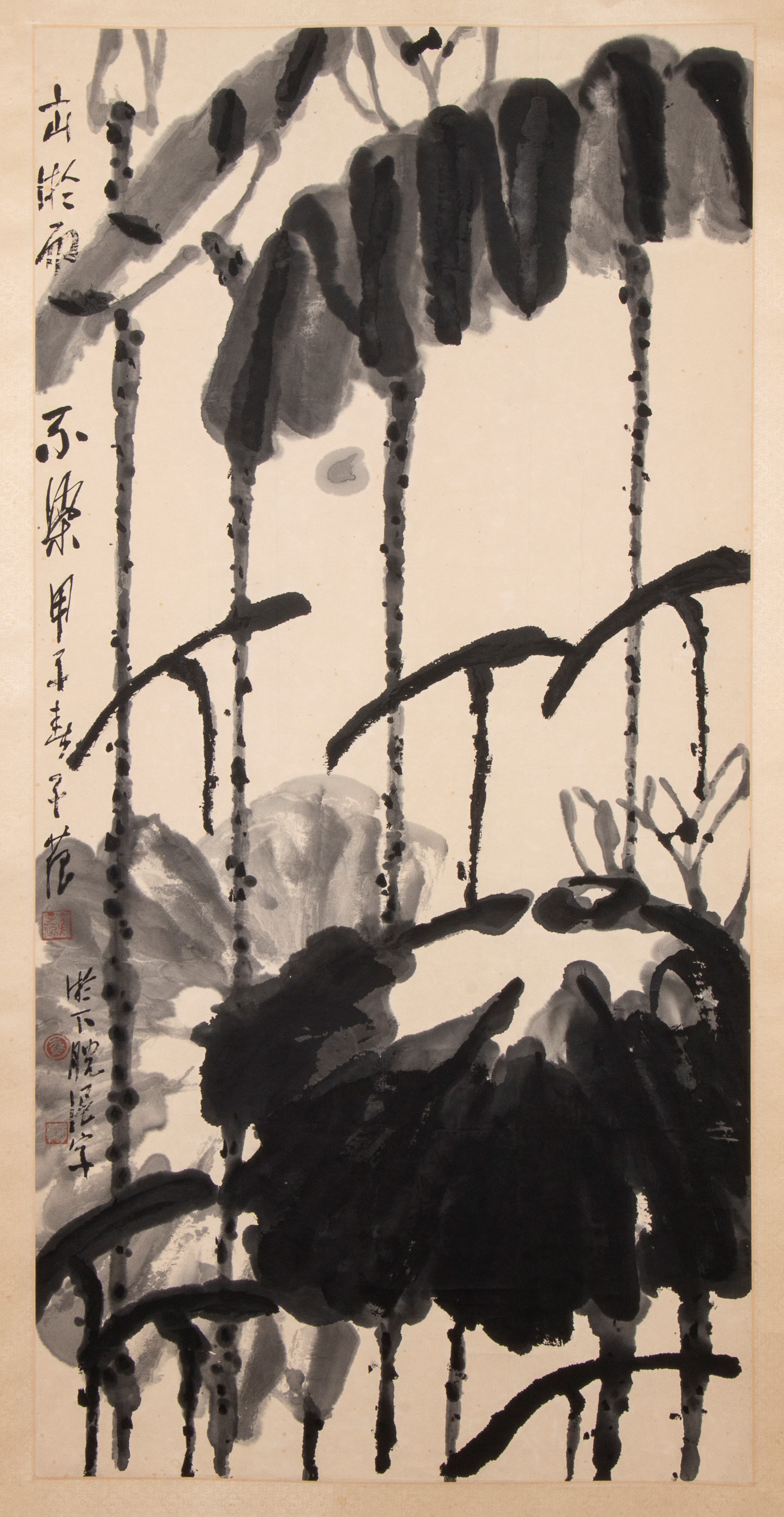 Cui Zifan, Lotus, inchiostro su carta montato su rotolo verticale