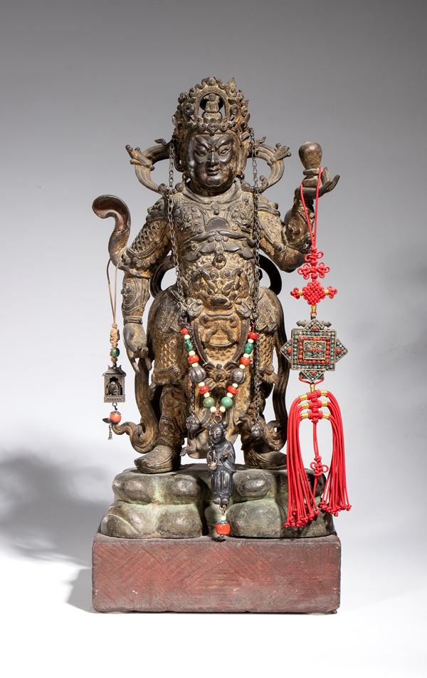 Figura in bronzo di Weituo Pusa. Cina, Fine dinastia Qing, XIX secolo