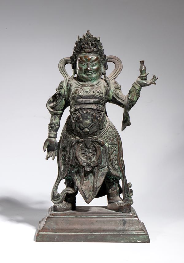 Figura in bronzo di Weituo Pusa. Cina, XX secolo