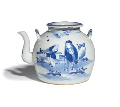 Teiera in porcellana bianca e blu, Cina, XX secolo