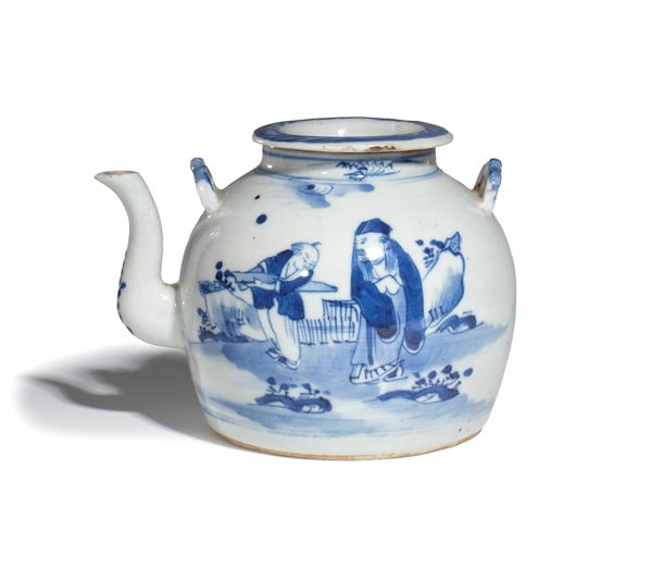 Blue and white porcelain teapot. China, 20th century.