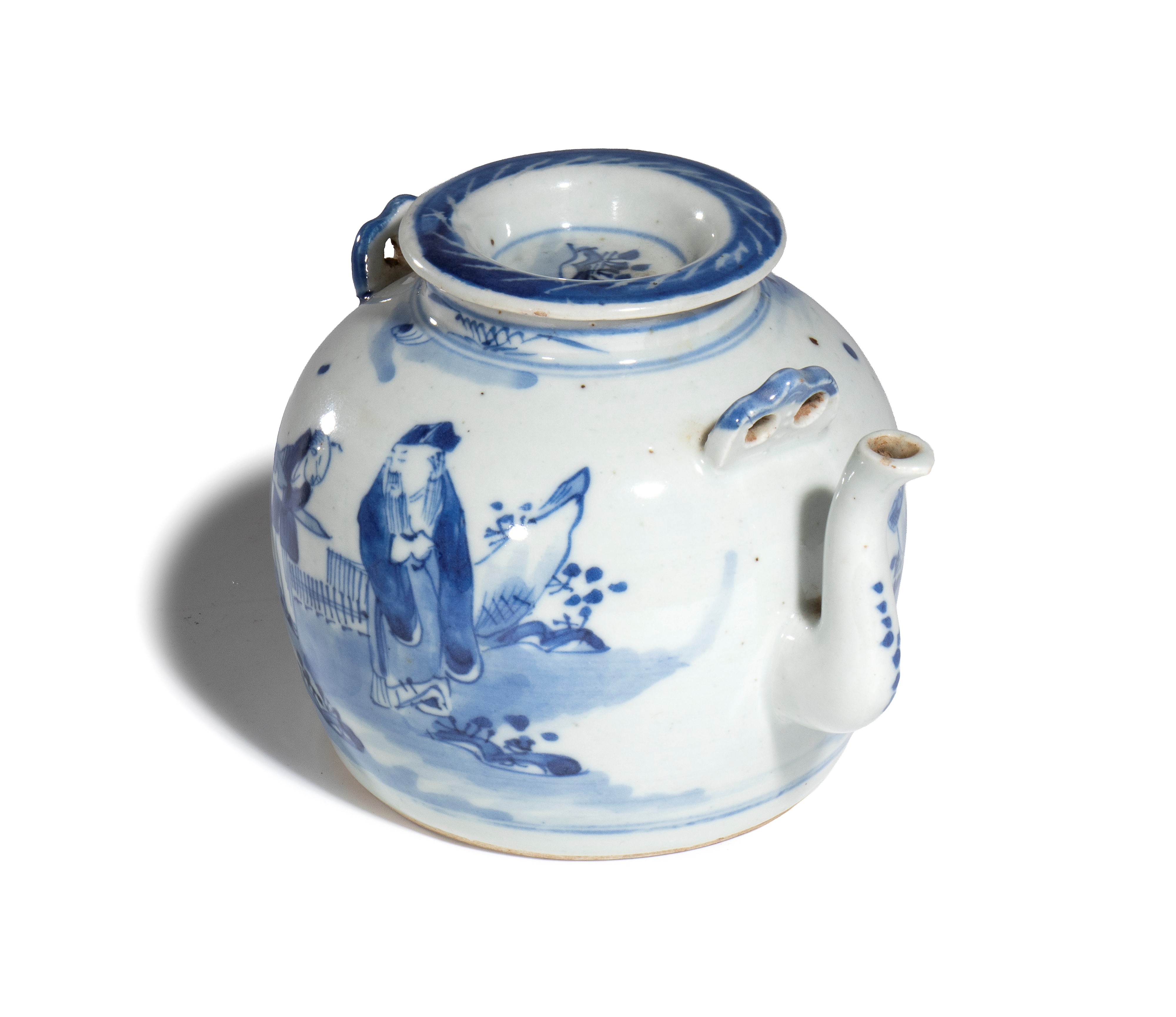 Teiera in porcellana bianca e blu, Cina, XX secolo
