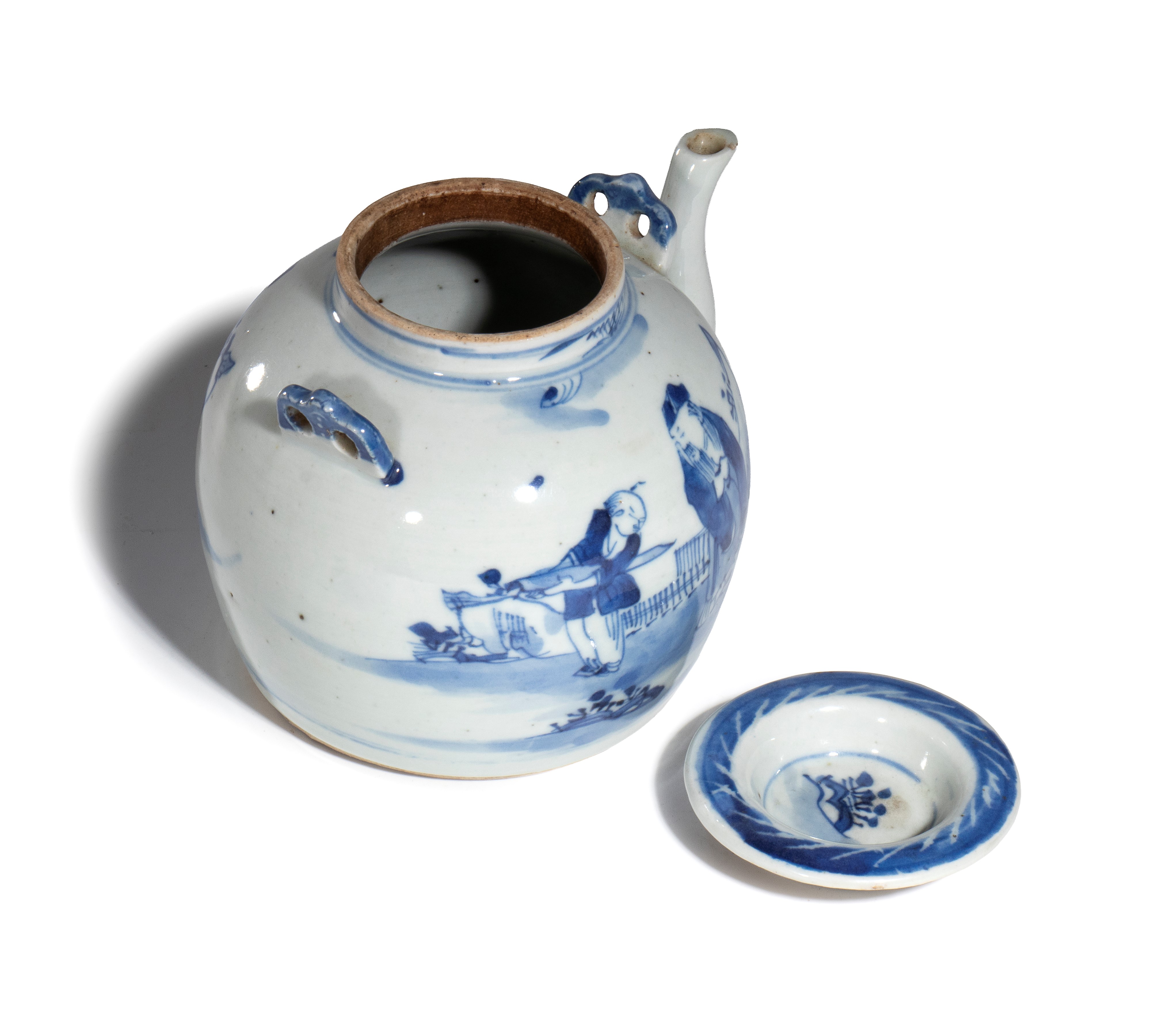Teiera in porcellana bianca e blu, Cina, XX secolo