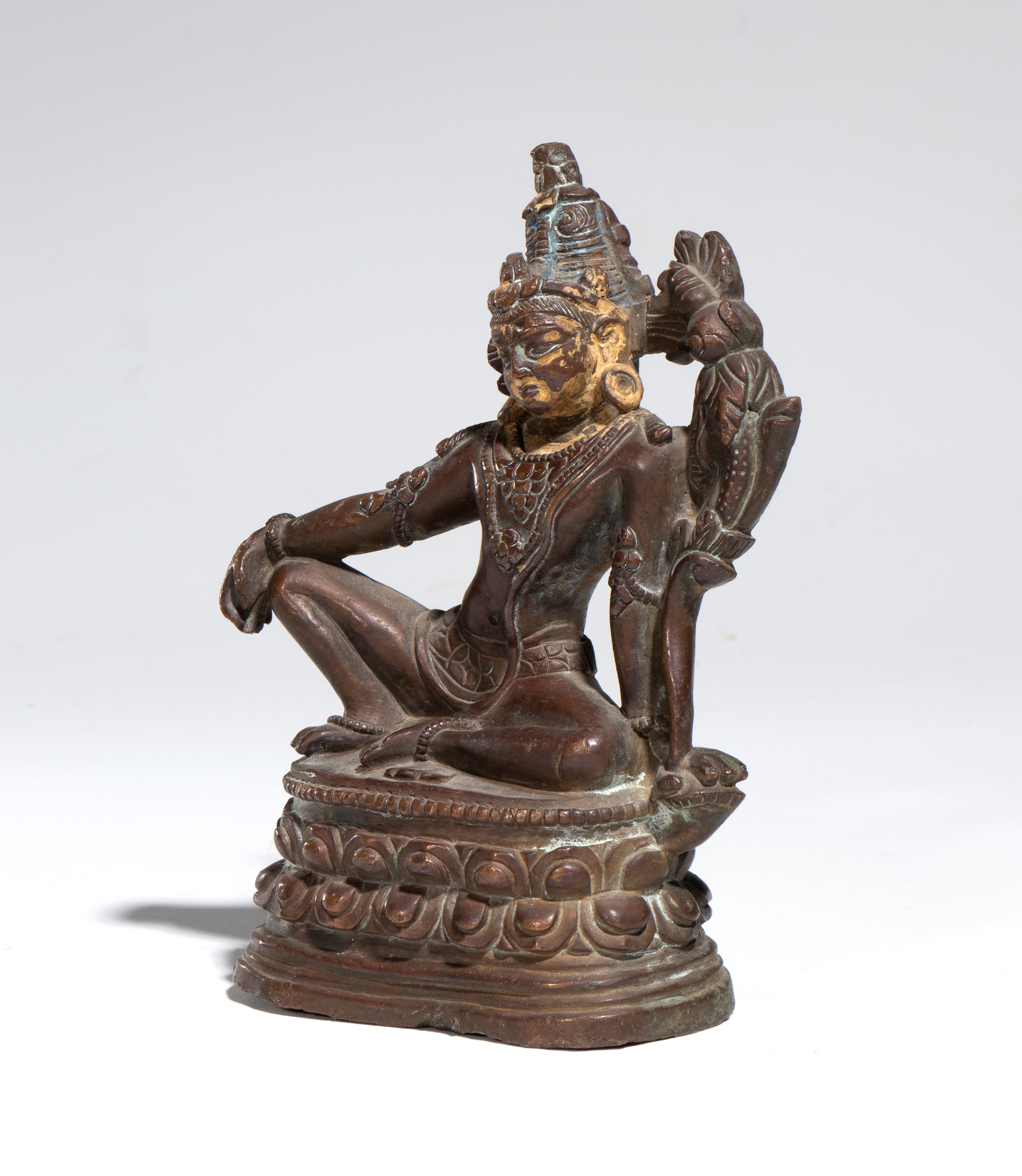 Figura di bodhisattva seduto, bronzo, India, XX secolo