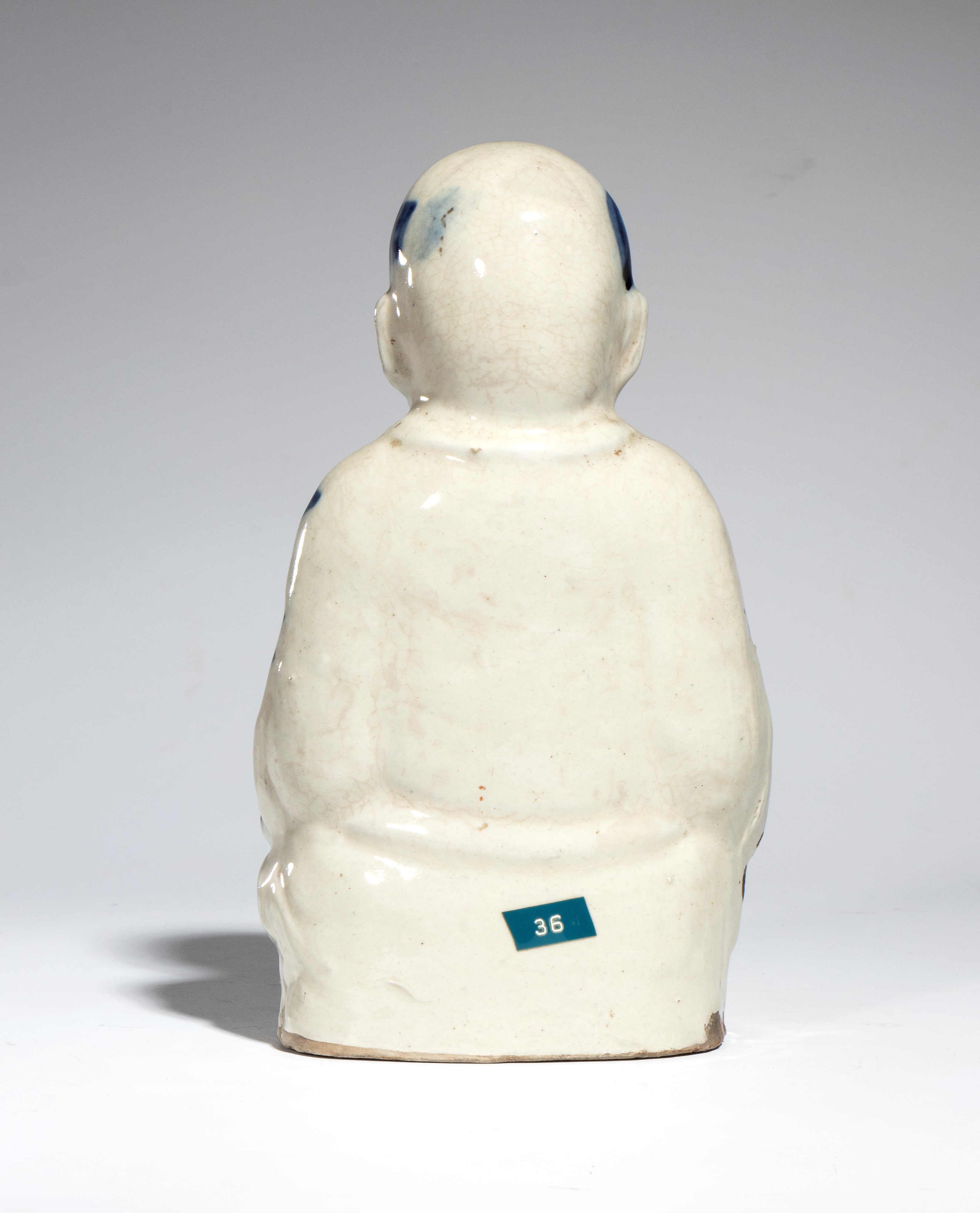 Piccola figura di fanciullo Tongzi, porcellana bianca e blu, Cina, inizio XX secolo