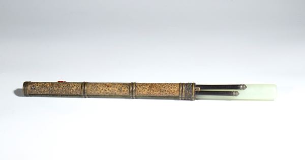 Travel case with knife and chopsticks. Tibet, late 19th-20th century.