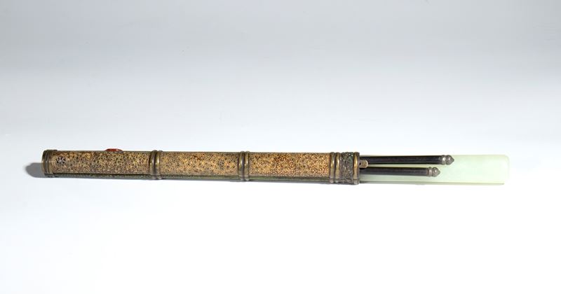Astuccio da viaggio con coltello e bacchette, Tibet, fine XIX-XX secolo