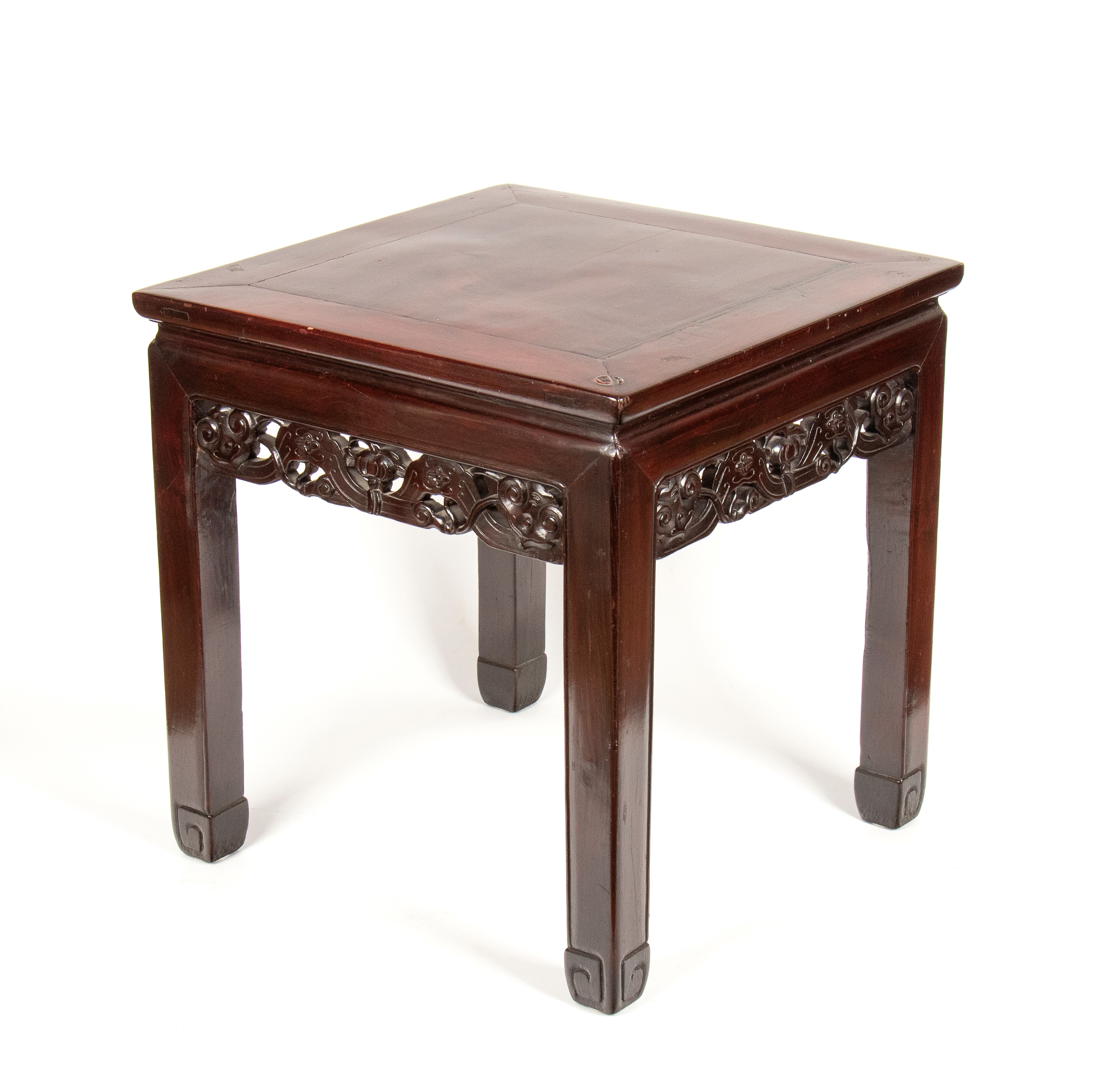 Sgabello quadrato in legno di palissandro, Cina, fine XIX-inizio XX secolo