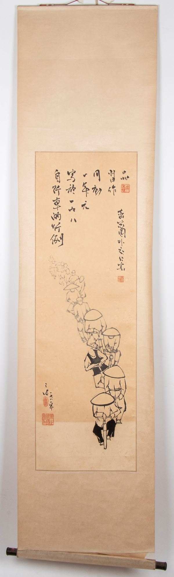 Wu Guanzhong (1919-2010) - Ink painting mounted on a vertical scroll titled "The Row of Bicycles. China, 20th century