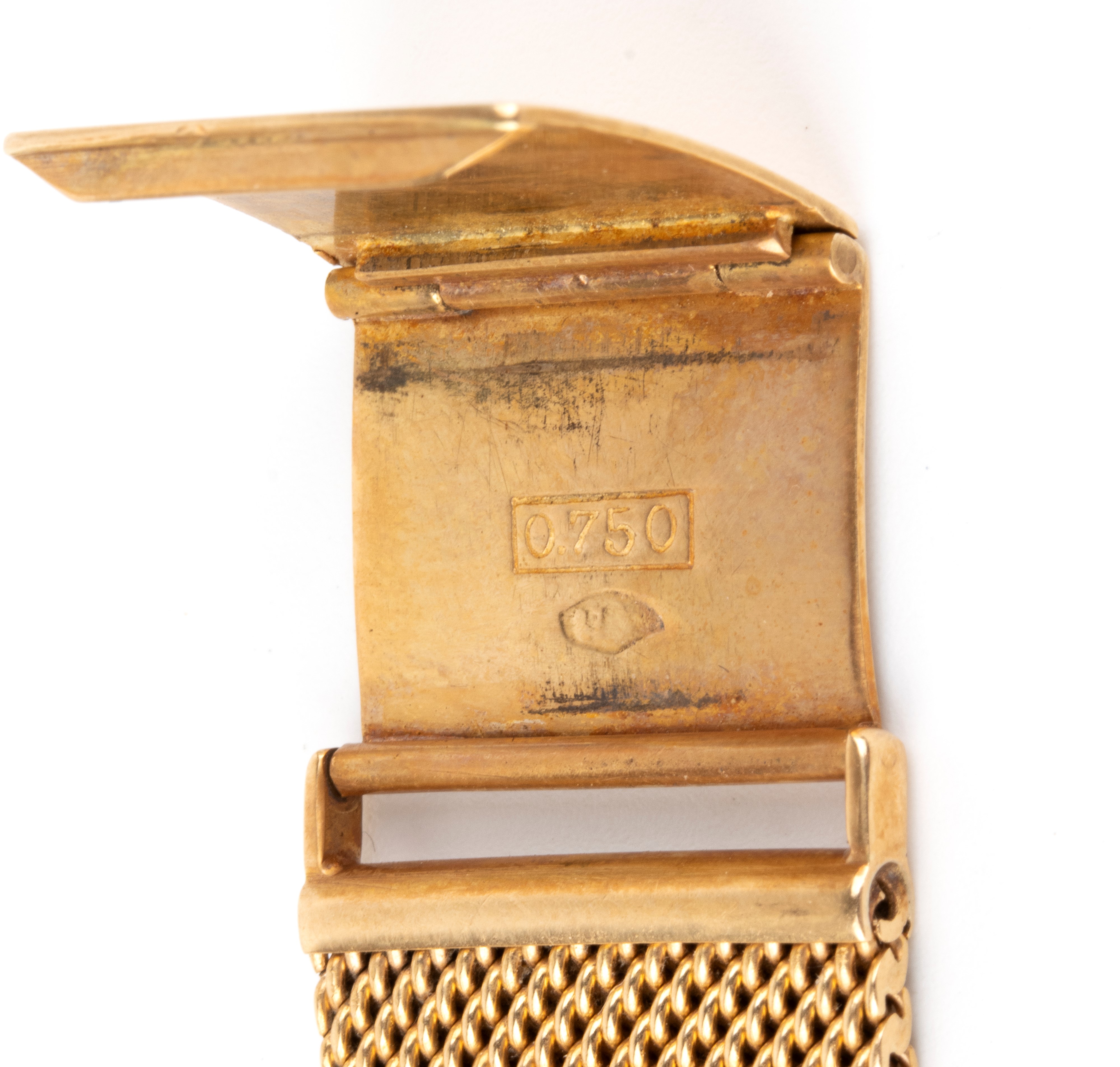Bracciale per orologio in oro, maglia semi-rigida, anni '60
