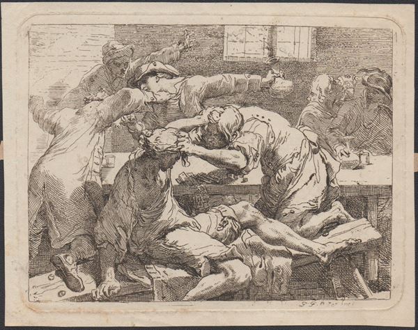 Gaetano Gandolfi : La rissa in taverna  - Asta STAMPE DAL XV AL XX SECOLO	 - Bertolami Fine Art - Casa d'Aste