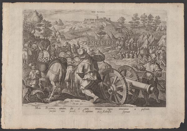 Mons Regionis oppidum... (Siege of Monteriggioni), after Giovanni Stradano