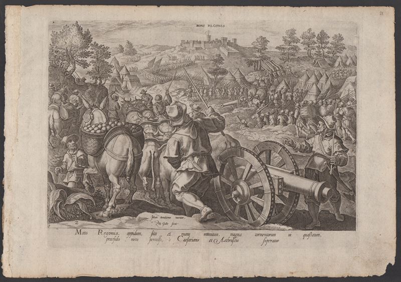 Philip Galle - Assedio di Monteriggioni (Mons Regionis oppidum) da Giovanni Stradano