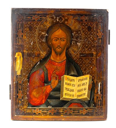 Icona russa del Pantocratore, tempera su tavola, fine XIX secolo