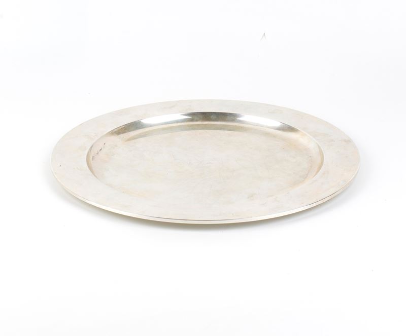 Piatto italiano in argento 800/1000, diametro 35 cm