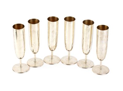 Set di 6 flûte in argento 800/1000, metà XX secolo
