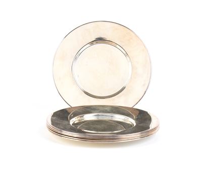 Argentiere Giovanni Fiorentino, Set di 6 piattini italiani in argento 800/1000