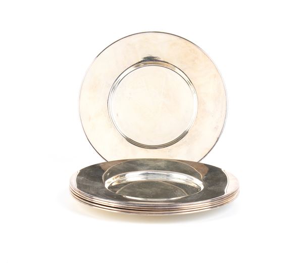 Set di 6 piattini italiani in argento 