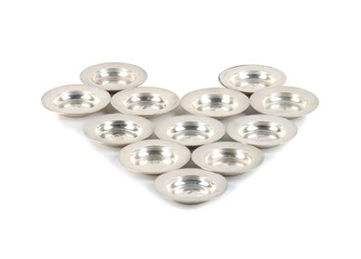 Set di 12 ciotoline italiane in argento 925, incisione con orso rampante